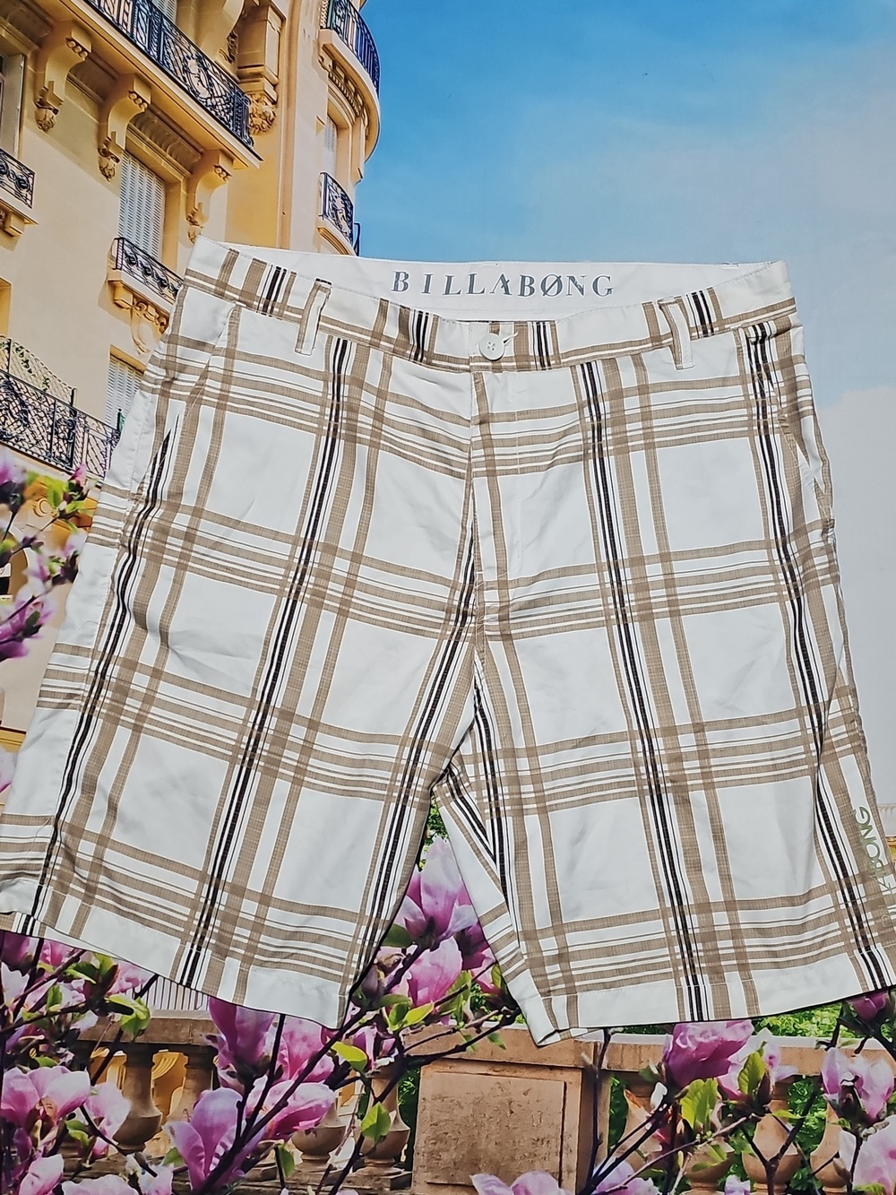 Billabong Striped Board Shorts White Beige Size‎ 36
